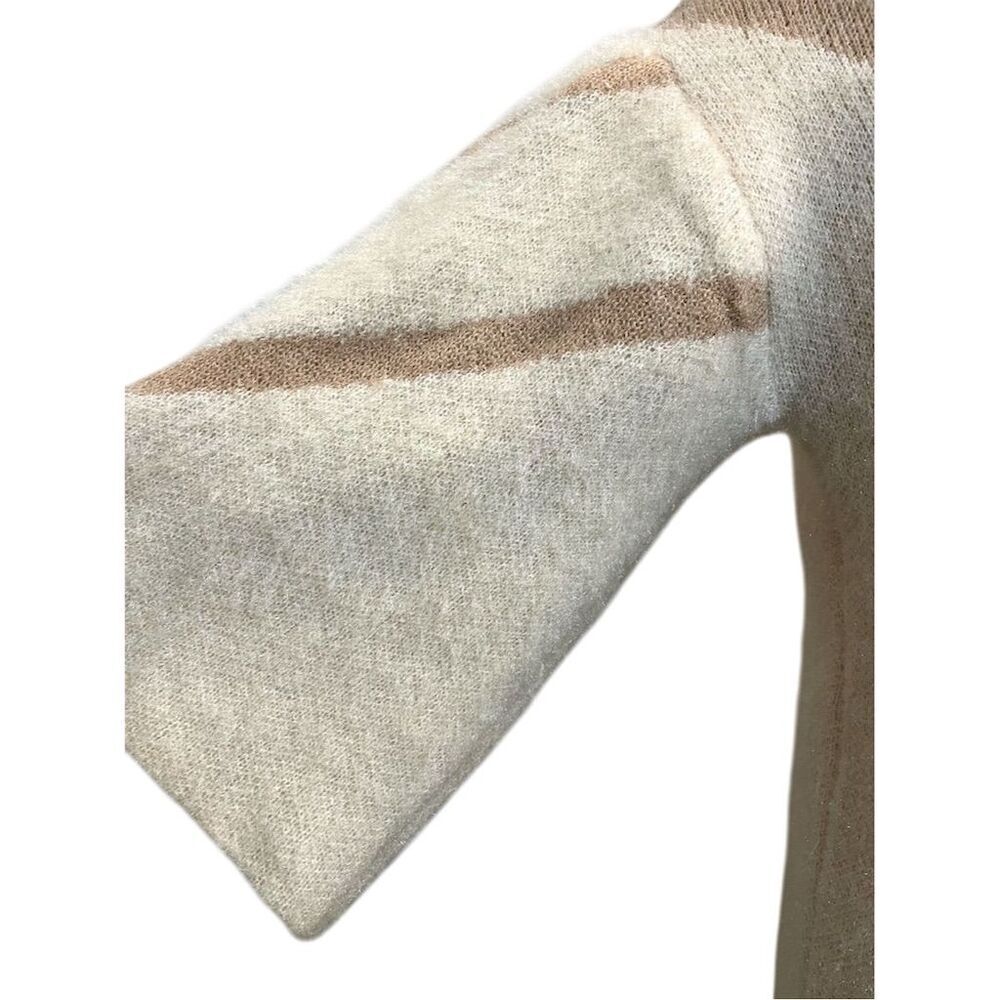 Steve Madden Beige Striped Open Front Cardigan Sweater Duster Fall Cozy Winter - Picture 6 of 12